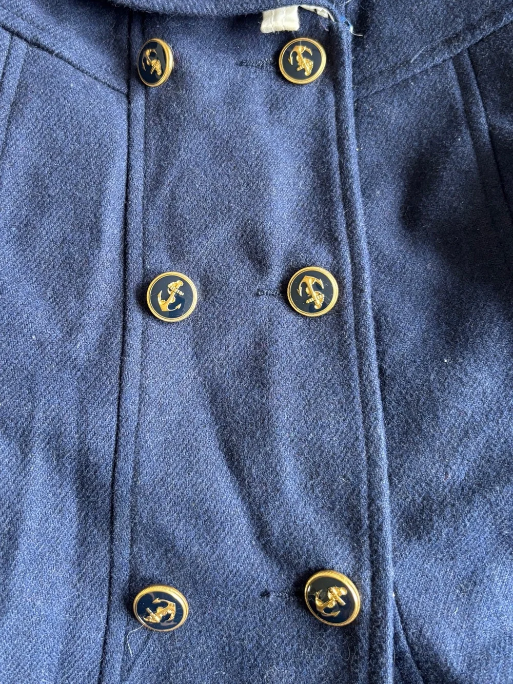 Vintage 80’s Rothchilds wool Navy pea coat and hat 5t